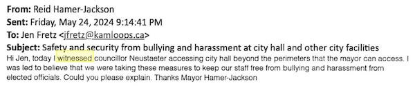 Mayor's original email to Jen Fretz
