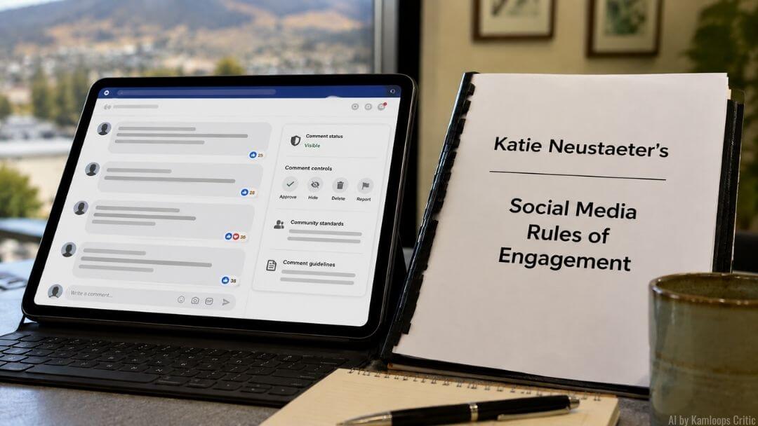 Katie Neustaeter's social media rules alongside Facebook comments from Kamloops residents