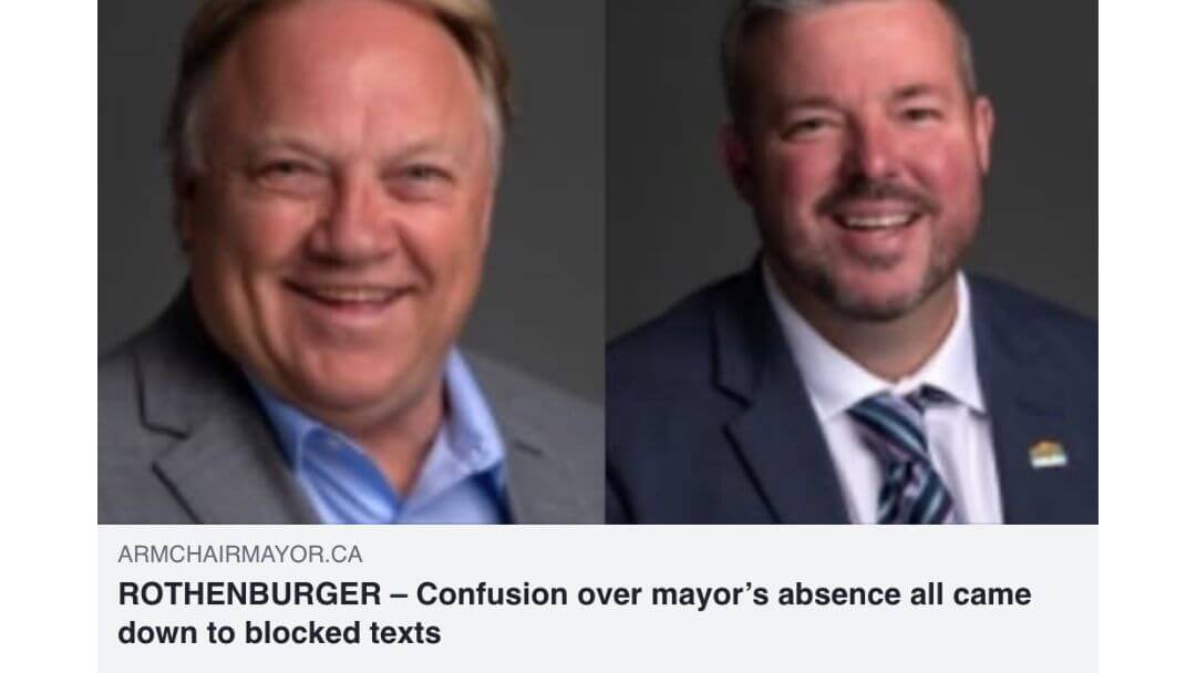 Mayor Reid Hamer-Jackson and Mike O'Reilly. Mel Rothenburger discussing blocked texts.