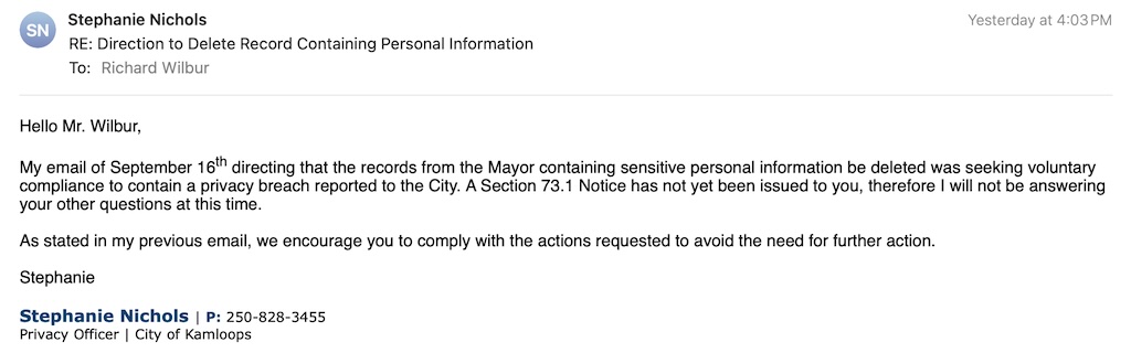 Second email from Stephanie Nichols